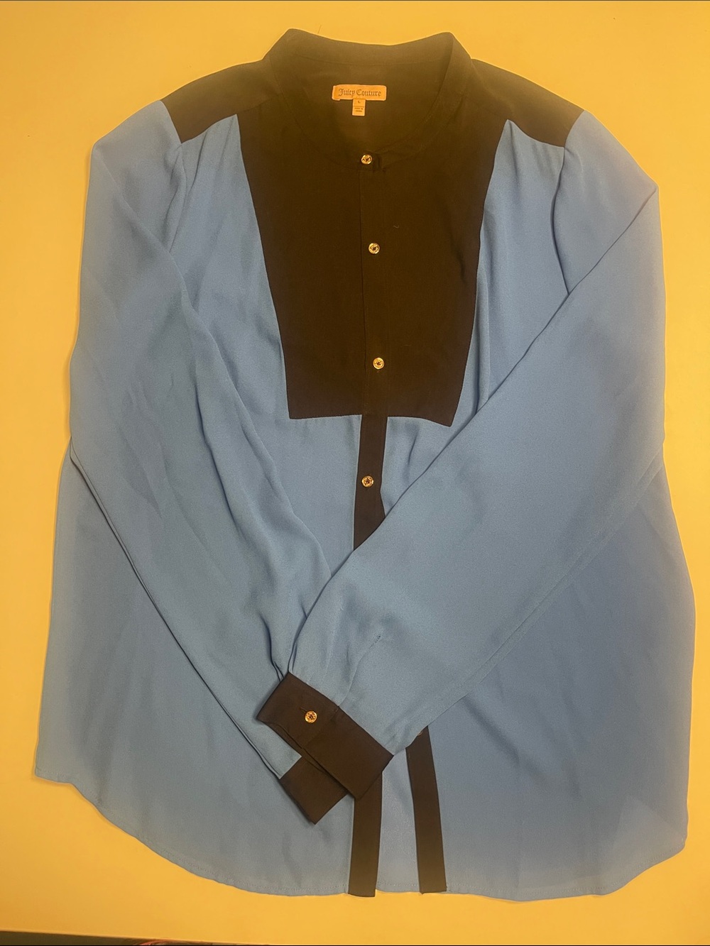Juicy Couture Blue and Black Button-Down Shirt